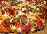 Pepperoni, Green Olives & Feta Pizza